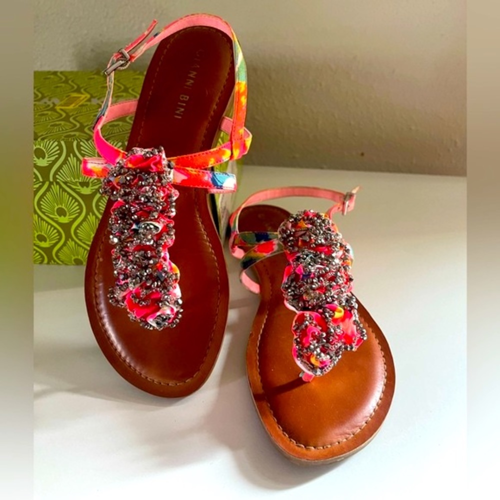 Gianni Bini Poppee in Pink Multicolor Sandals